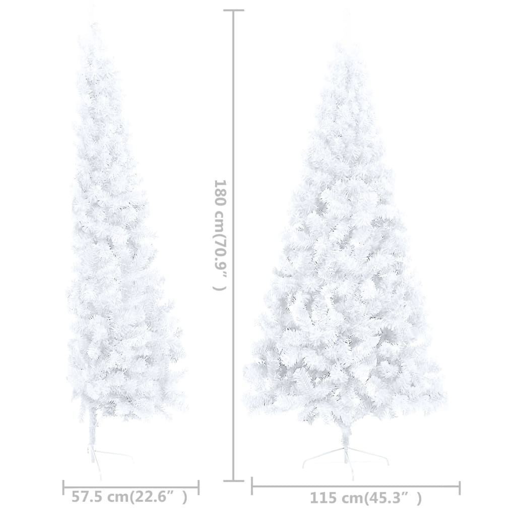 Artificial Half Christmas Tree with Stand White 180 cm PVC - OLBRIT