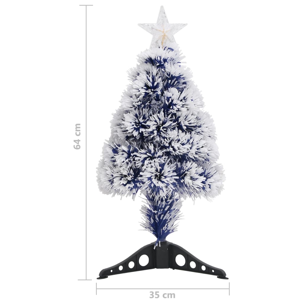 Artificial Pre-lit Christmas Tree White & Blue 64 cm Fibre Optic - OLBRIT