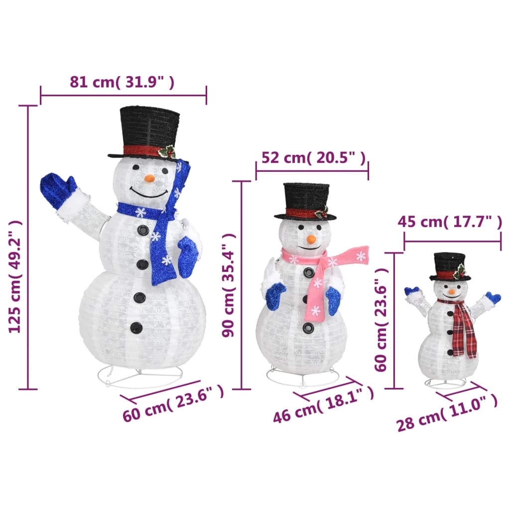 Decorative Christmas Snowman Family Figures with LED Luxury Fabric - OLBRIT