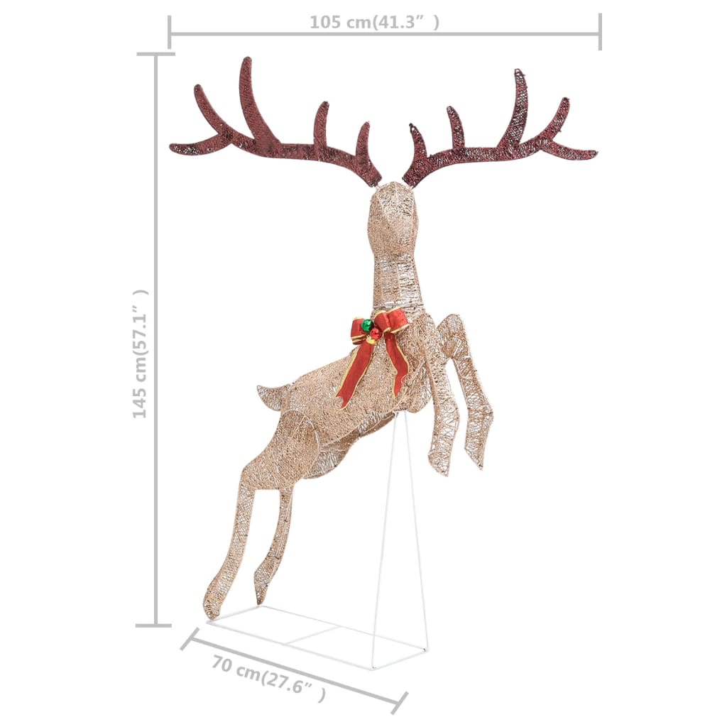 Flying Reindeer Christmas Decoration 120 LEDs Gold Warm White - OLBRIT