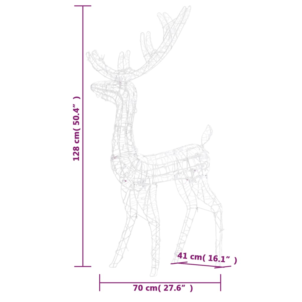 Acrylic Reindeer Christmas Decoration 140 LEDs 120cm Warm White - OLBRIT