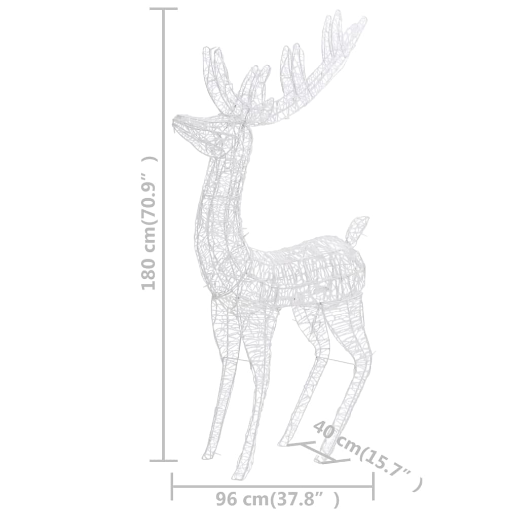 XXL Acrylic Christmas Reindeer 250 LED 180 cm Cold white - OLBRIT