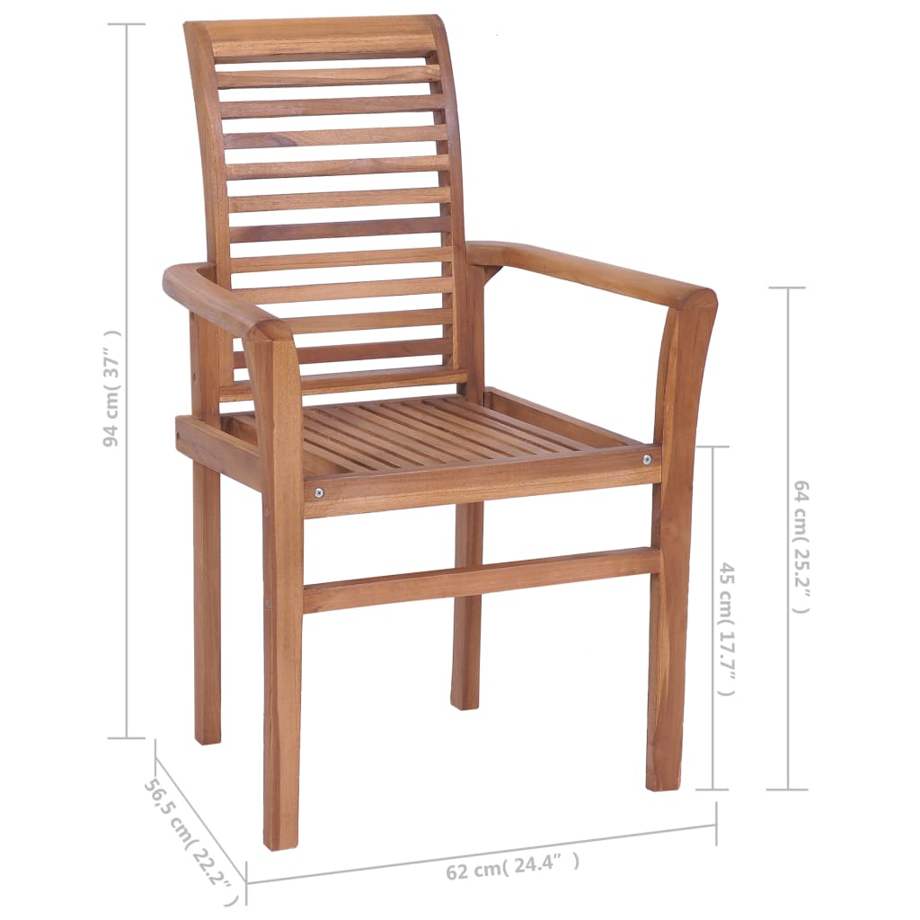 vidaXL Stacking Dining Chairs 6 pcs Solid Teak Wood - OLBRIT