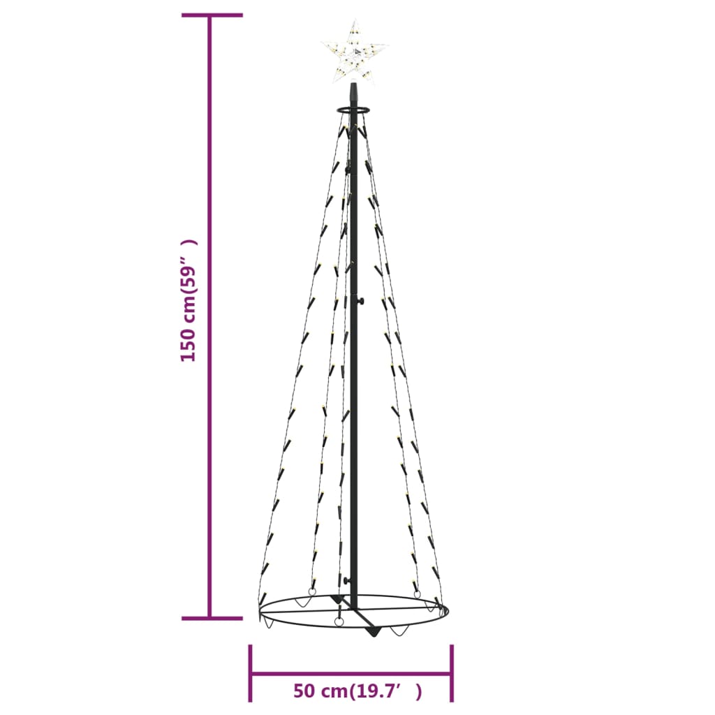 Christmas Cone Tree Warm White 84 LEDs Decoration 50x150 cm - OLBRIT
