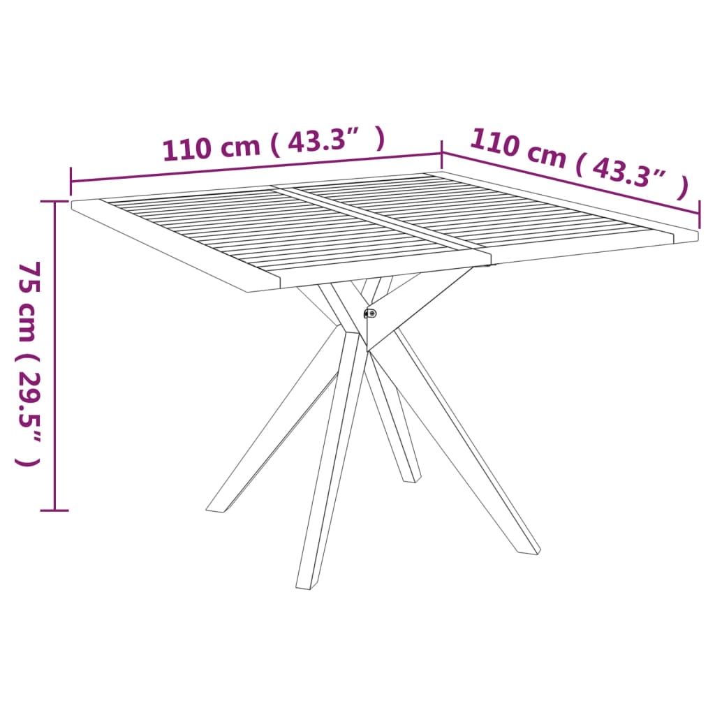 Solid Wood Acacia Garden Table 110x110x75 cm - OLBRIT
