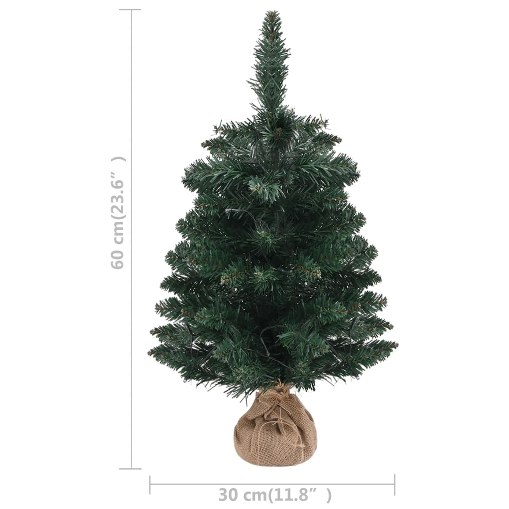 Artificial Pre-lit Christmas Tree with Stands Green 60 cm PVC - OLBRIT