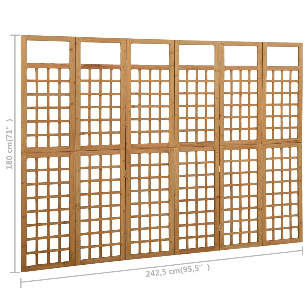 6-Panel Room Divider/Trellis Solid Fir Wood 242.5x180 cm - OLBRIT