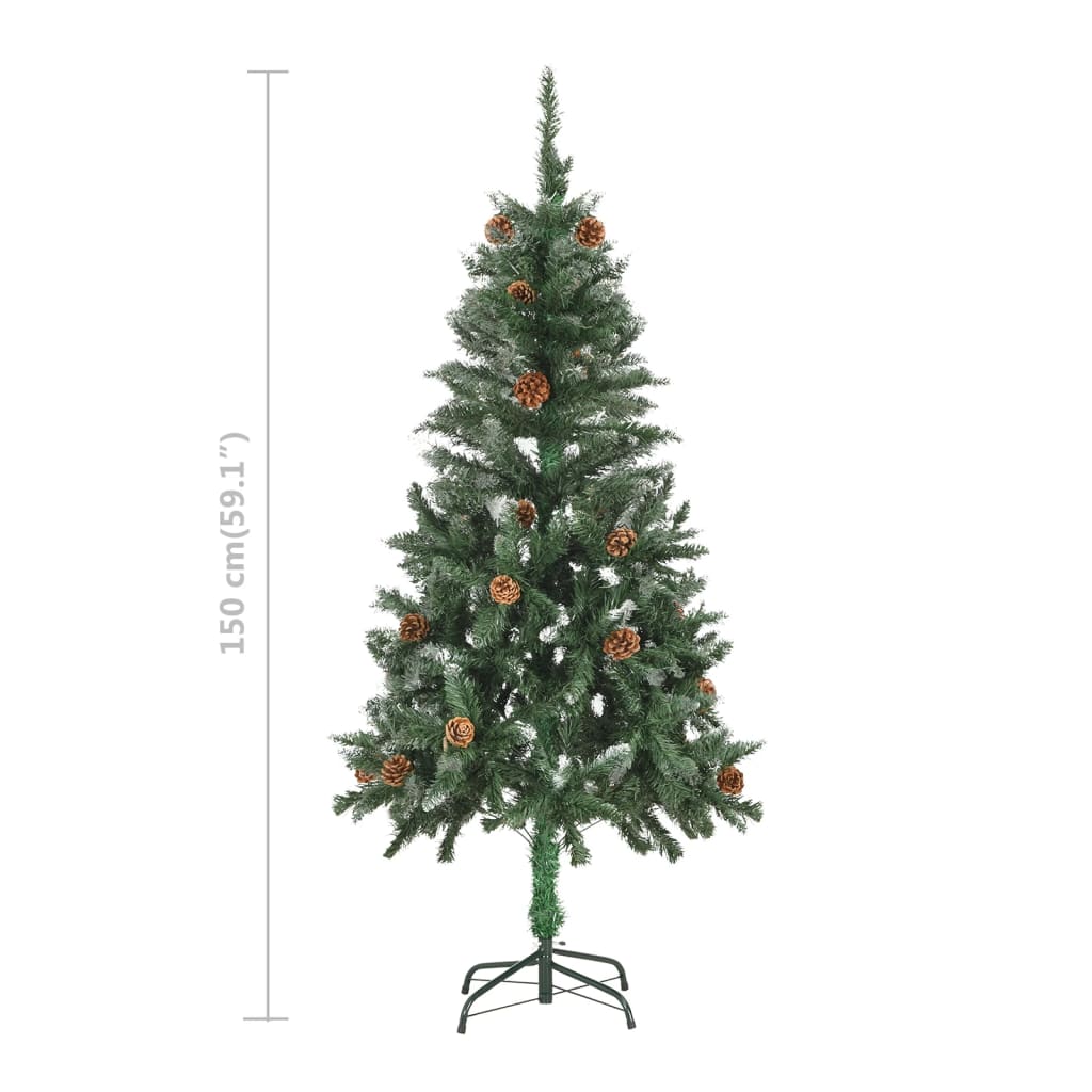 Artificial Pre-lit Christmas Tree with Ball Set & Pine Cones 150 cm - OLBRIT
