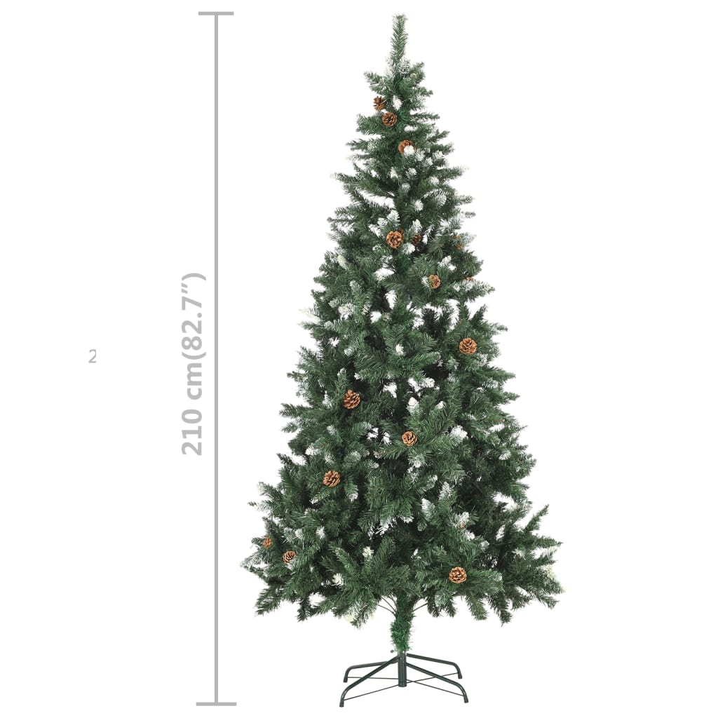 Artificial Pre-lit Christmas Tree with Ball Set & Pine Cones 210 cm - OLBRIT