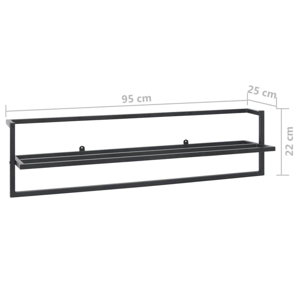 Towel Rack Black 95x25x22 cm Iron - OLBRIT