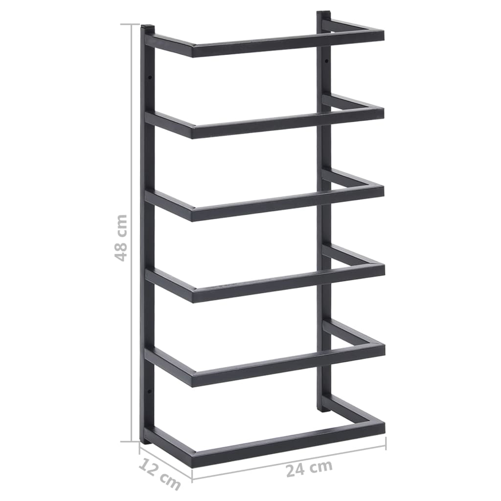 Towel Rack Black 24x12x48 cm Steel - OLBRIT