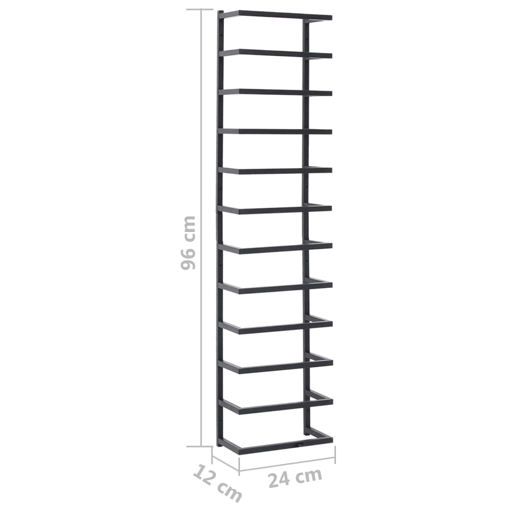 Towel Rack Black 24x12x96 cm Steel - OLBRIT