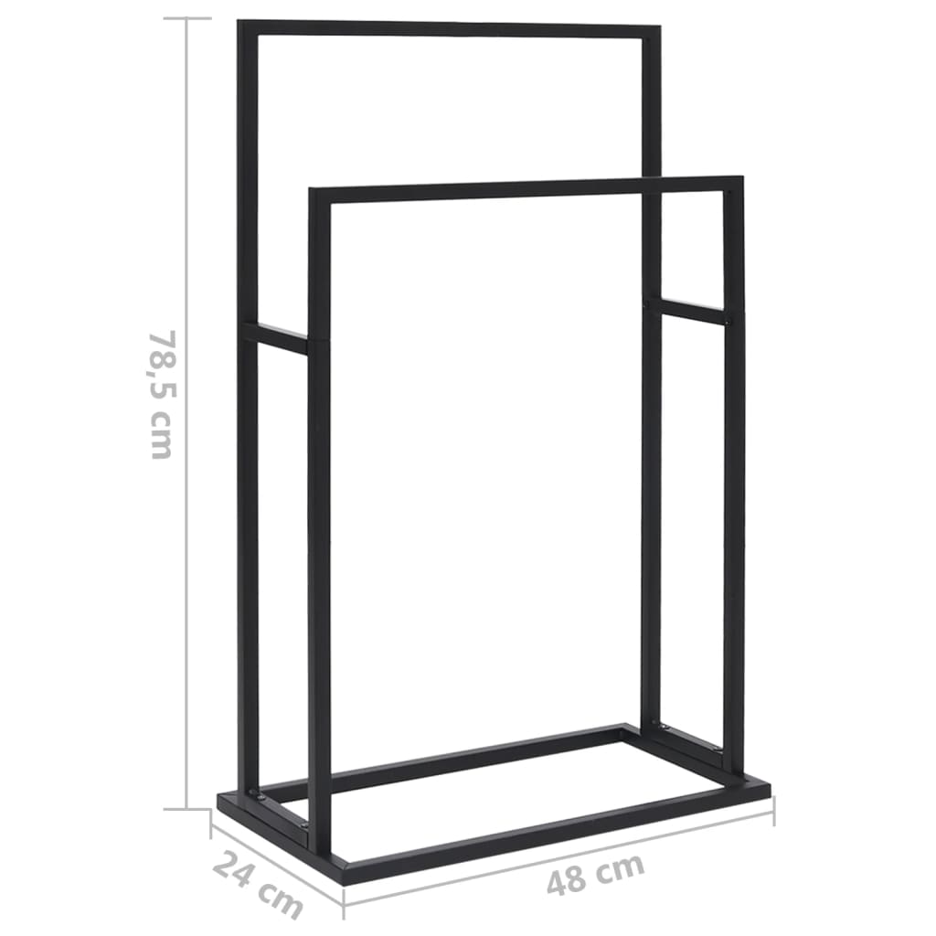 Freestanding Towel Rack Black 48x24x78.5 cm Iron - OLBRIT