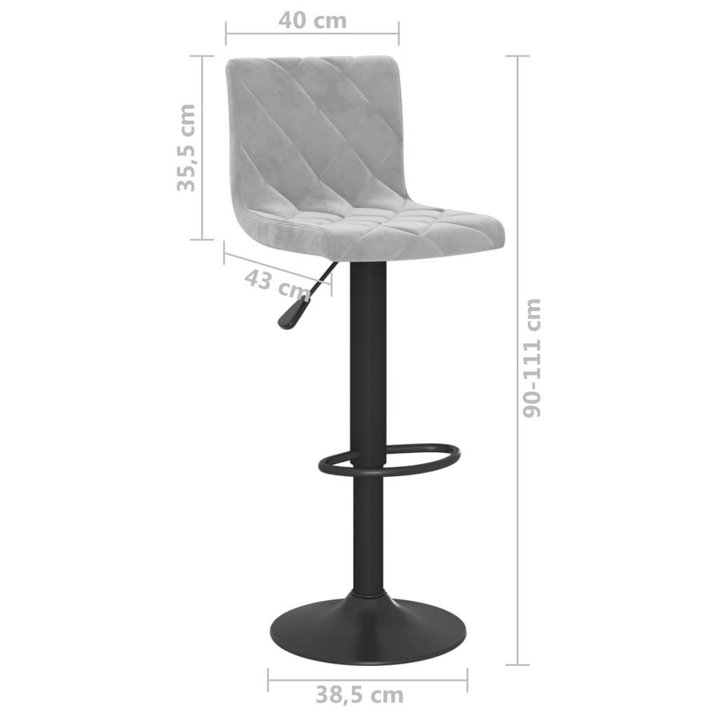 Bar Stools 2 pcs Light Grey Velvet - OLBRIT