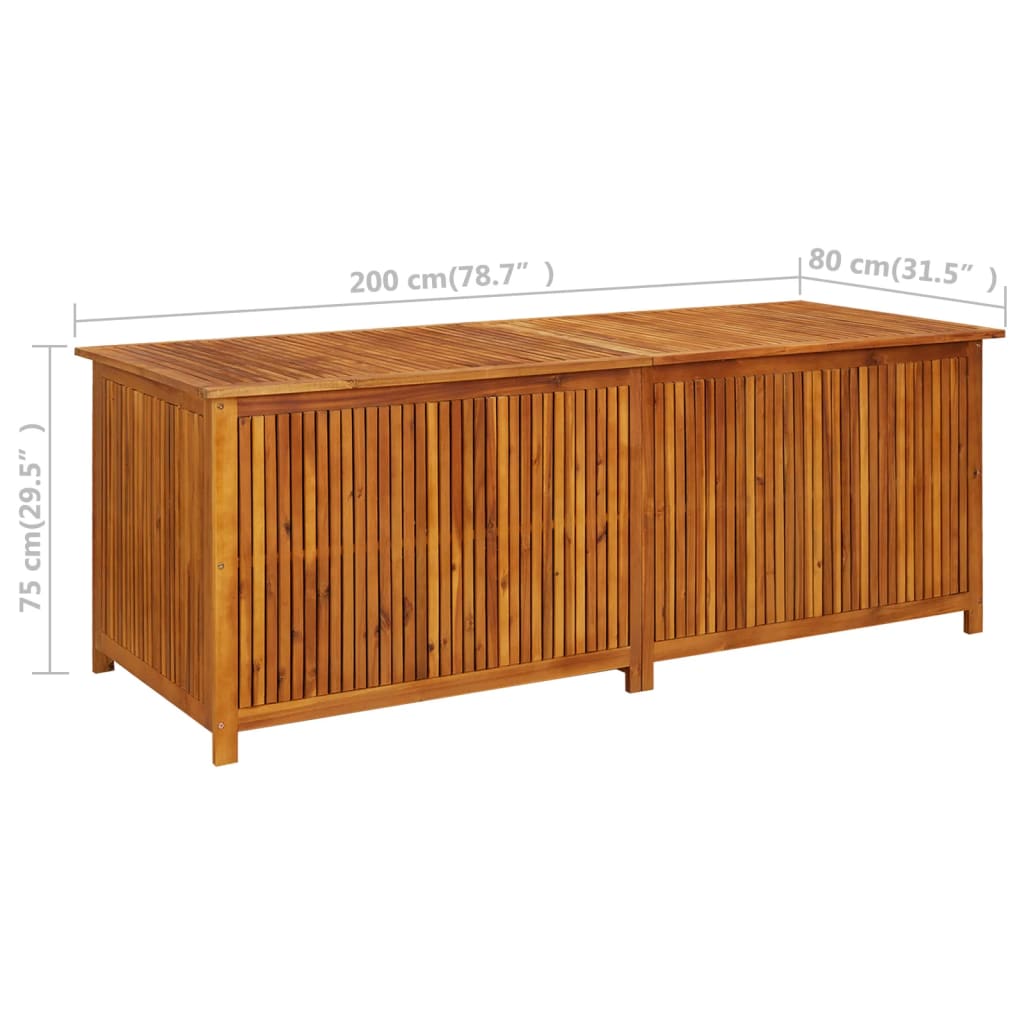 Garden Storage Box 200x80x75 cm Solid Acacia Wood - OLBRIT