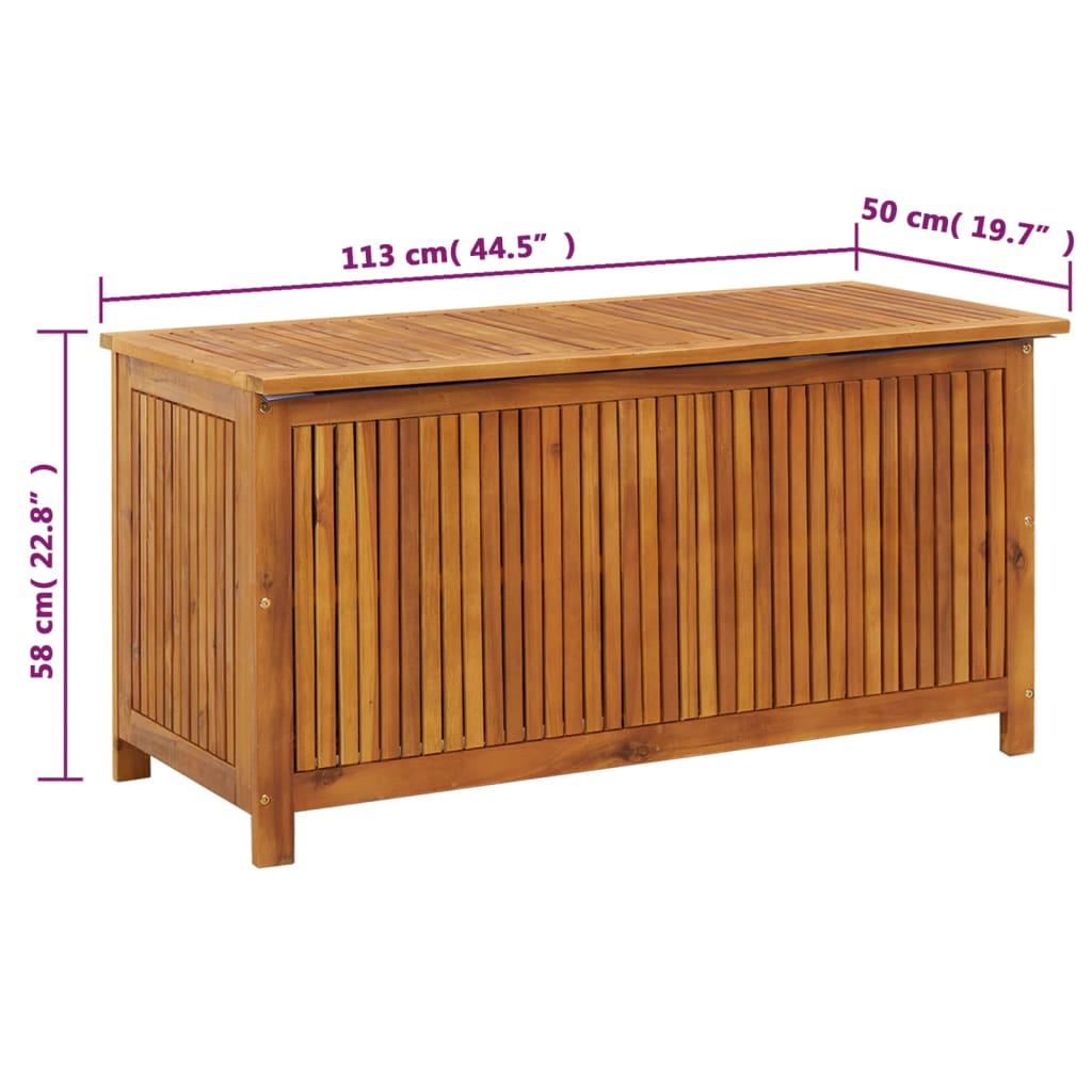 Garden Storage Box 113x50x58 cm Solid Acacia Wood - OLBRIT