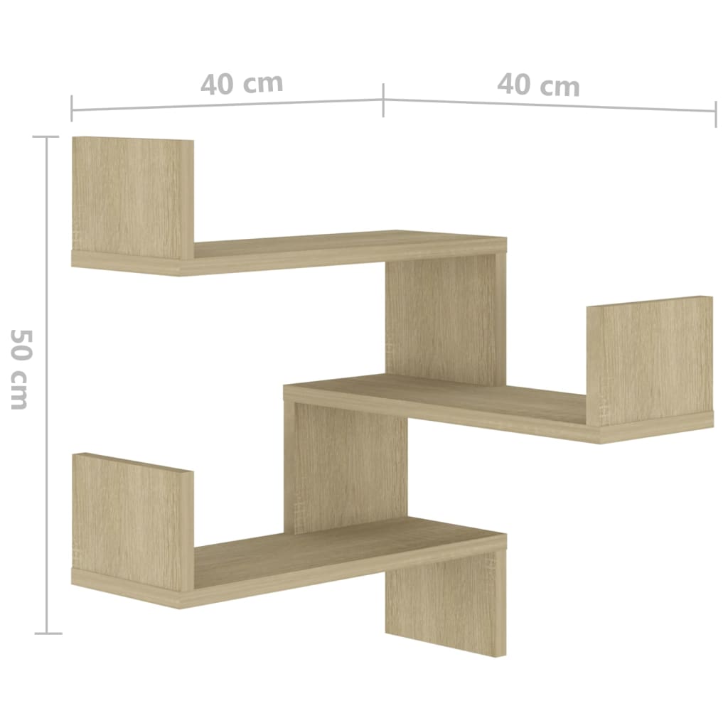 Wall Corner Shelf 2 pcs Sonoma Oak 40x40x50 cm Engineered Wood - OLBRIT
