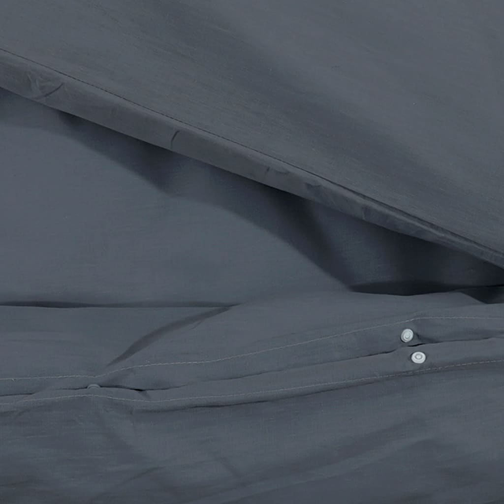 Duvet Cover Set Anthracite 135x200 cm Cotton - OLBRIT
