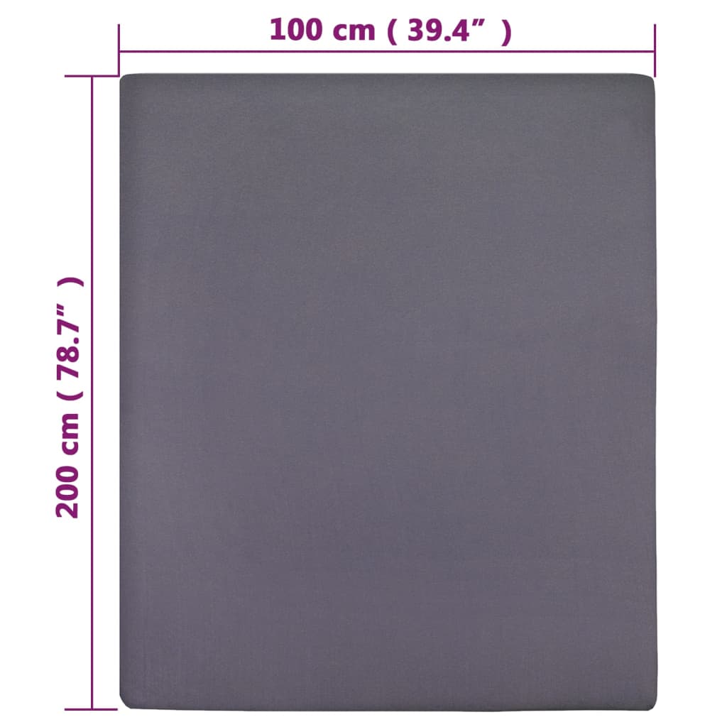 Jersey Fitted Sheets 2 pcs Anthracite 100x200 cm Cotton - OLBRIT