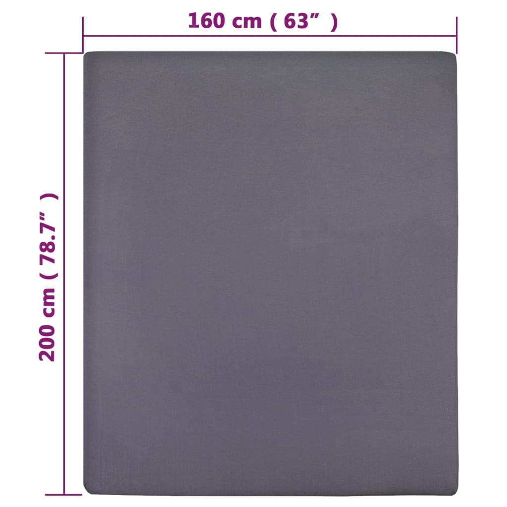 Jersey Fitted Sheets 2 pcs Anthracite 160x200 cm Cotton - OLBRIT