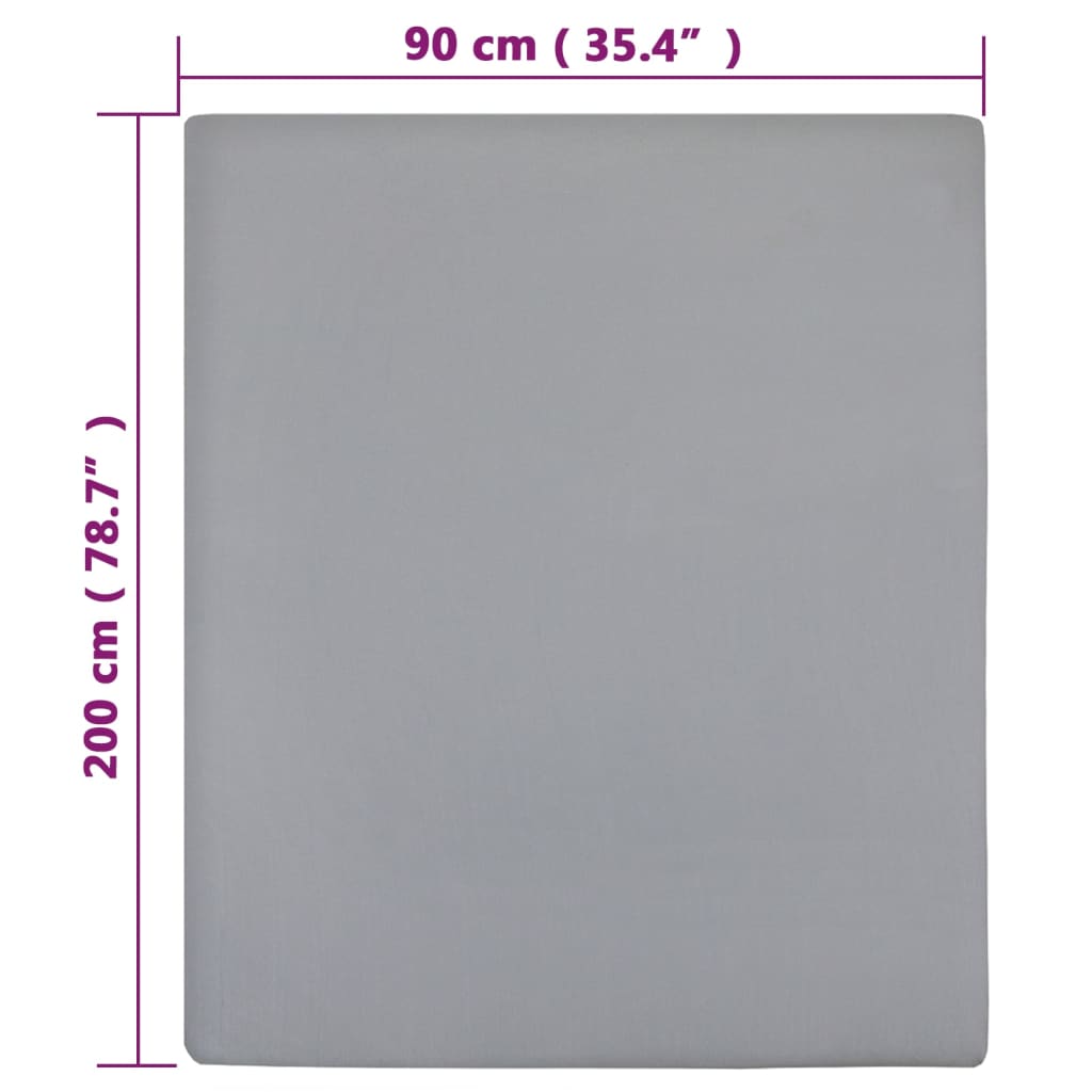 Jersey Fitted Sheets 2 pcs Grey 90x200 cm Cotton - OLBRIT