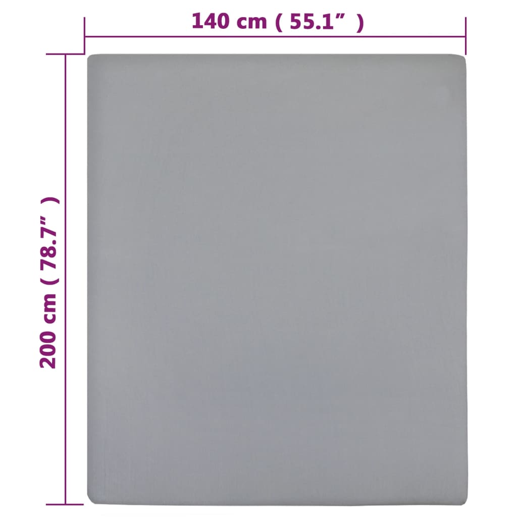 Jersey Fitted Sheet Grey 140x200 cm Cotton - OLBRIT