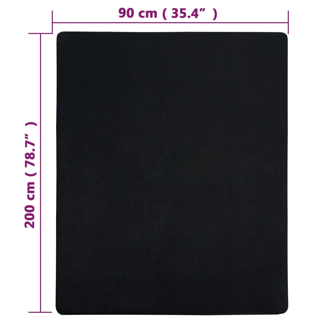 Jersey Fitted Sheets 2 pcs Black 90x200 cm Cotton - OLBRIT