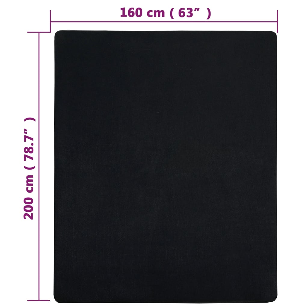 Jersey Fitted Sheet Black 160x200 cm Cotton - OLBRIT