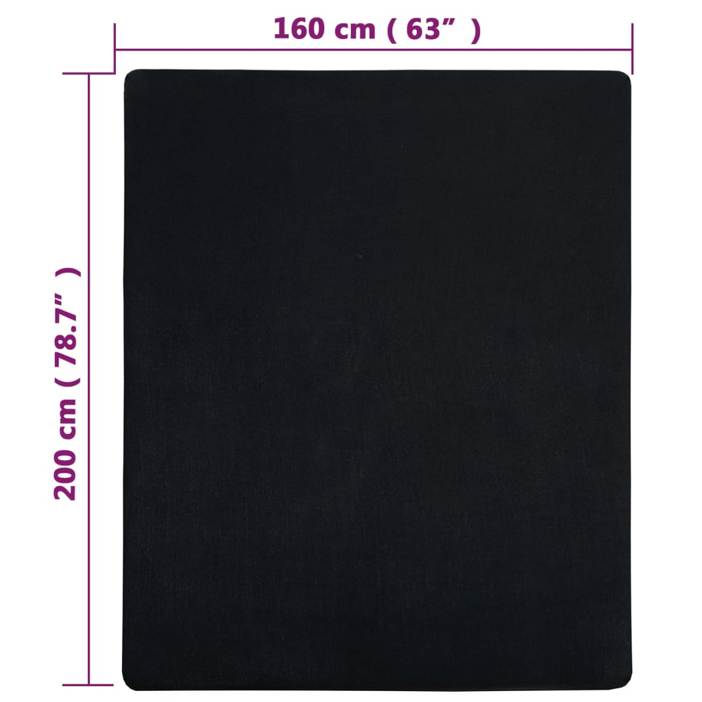 Jersey Fitted Sheets 2 pcs Black 160x200 cm Cotton - OLBRIT