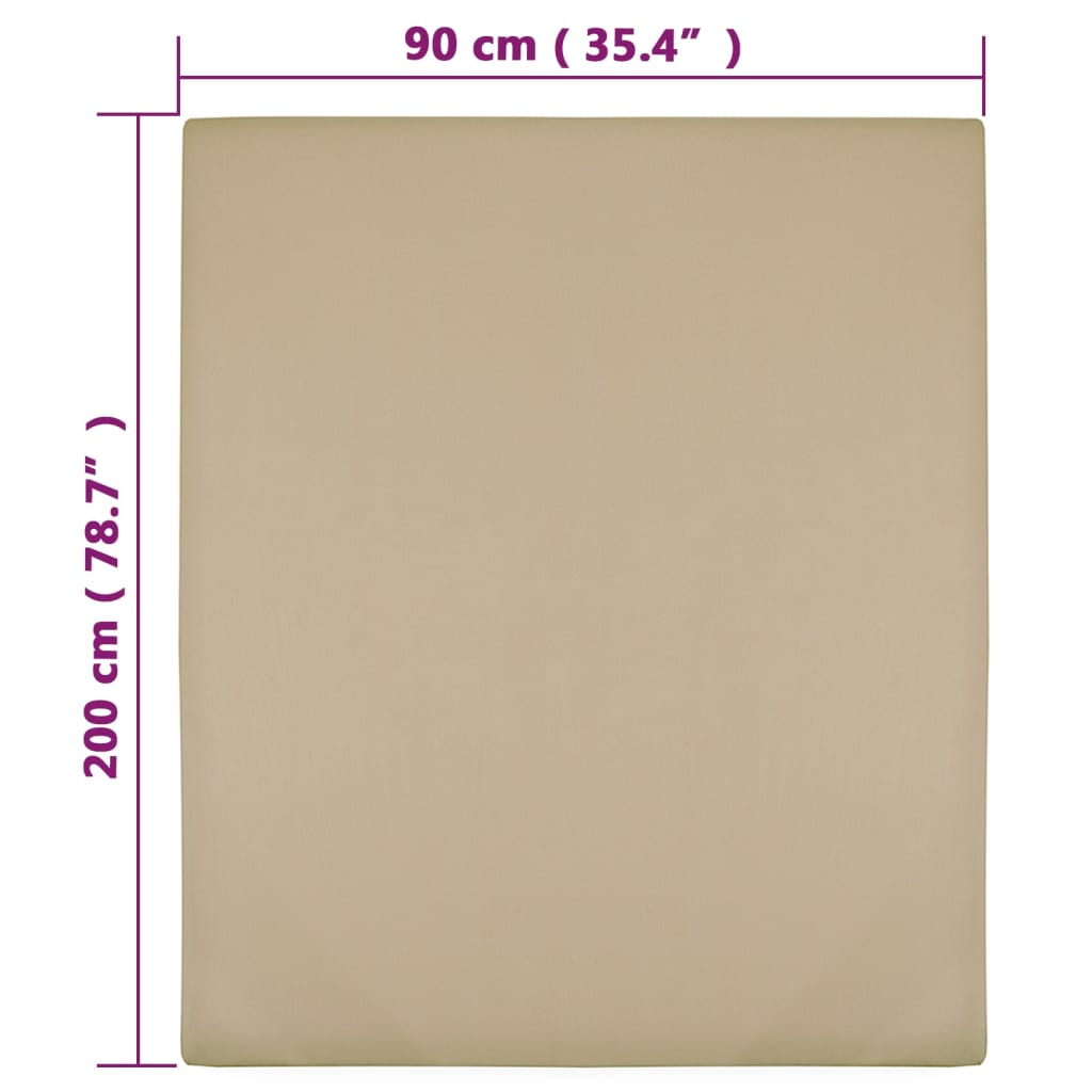 Jersey Fitted Sheets 2 pcs Taupe 90x200 cm Cotton - OLBRIT