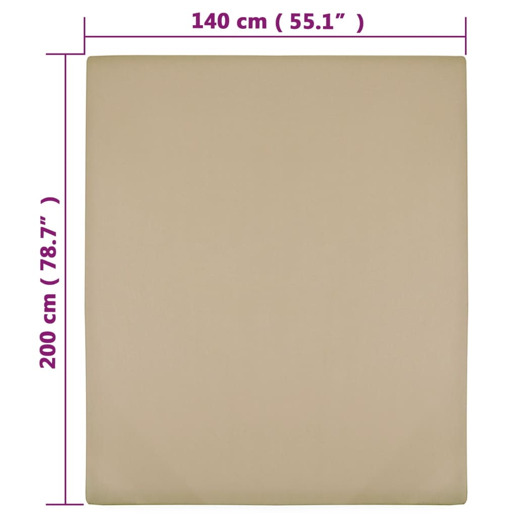 Jersey Fitted Sheets 2 pcs Taupe 140x200 cm Cotton - OLBRIT