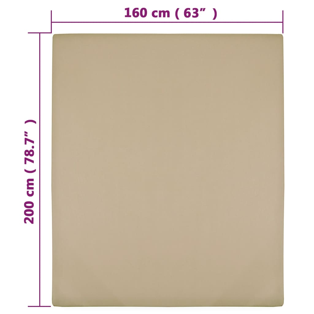 Jersey Fitted Sheet Taupe 160x200 cm Cotton - OLBRIT