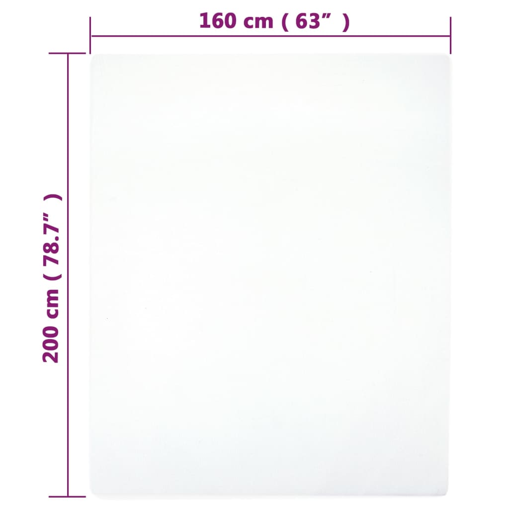 Jersey Fitted Sheet White 160x200 cm Cotton - OLBRIT