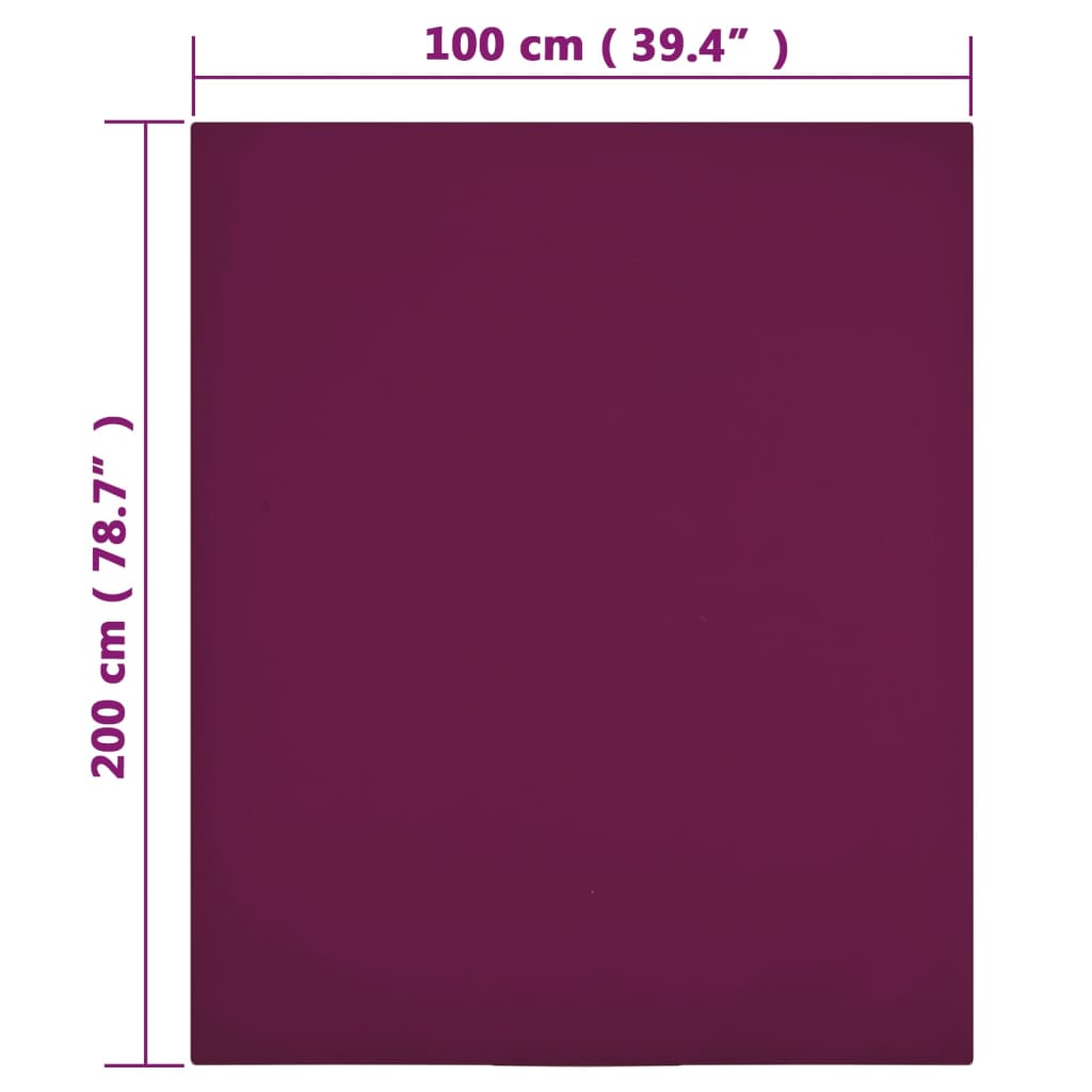 Jersey Fitted Sheets 2 pcs Bordeaux 100x200 cm Cotton - OLBRIT