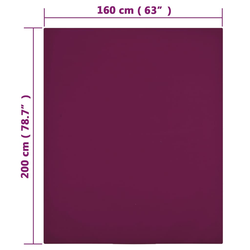 Jersey Fitted Sheets 2 pcs Bordeaux 160x200 cm Cotton - OLBRIT