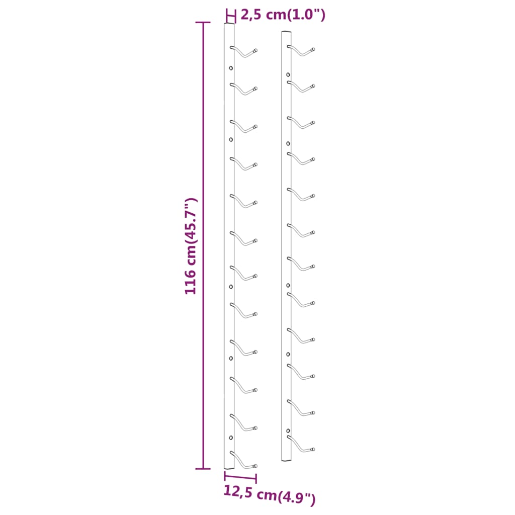 Wall Mounted Wine Rack for 12 Bottles White Iron - OLBRIT