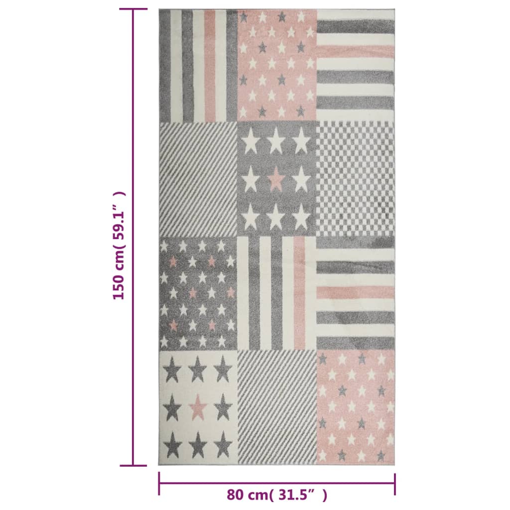 Children's Rug 80x150 cm Star Pattern Pink - OLBRIT