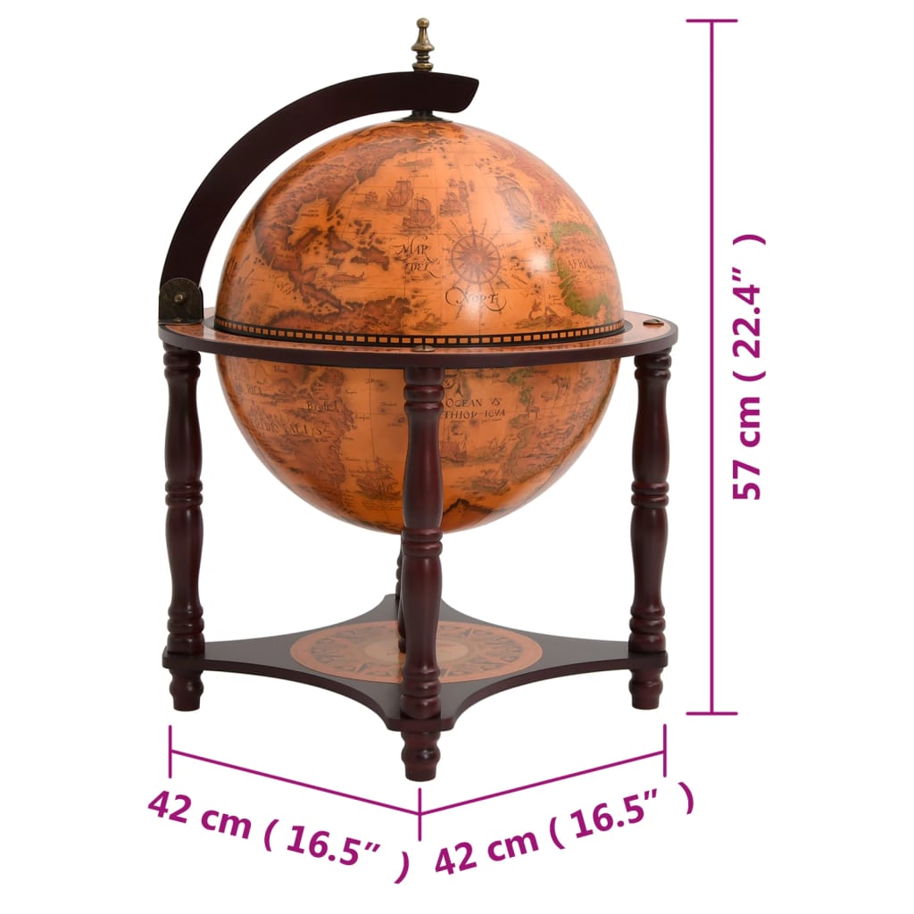 Globe Bar Wine Stand Brown Solid Wood Eucalyptus - OLBRIT