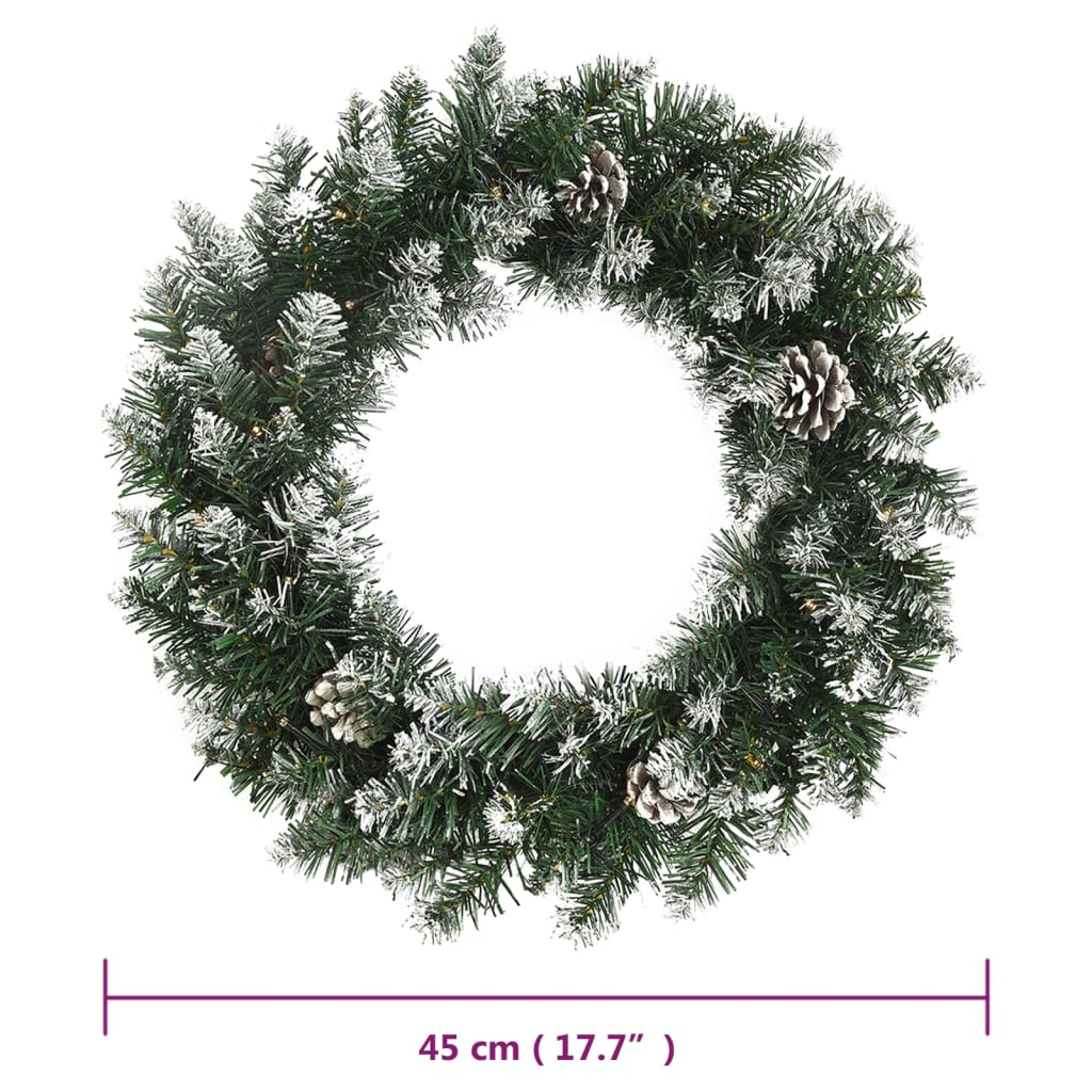 Christmas Wreath with LED Lights Green 45 cm PVC - OLBRIT