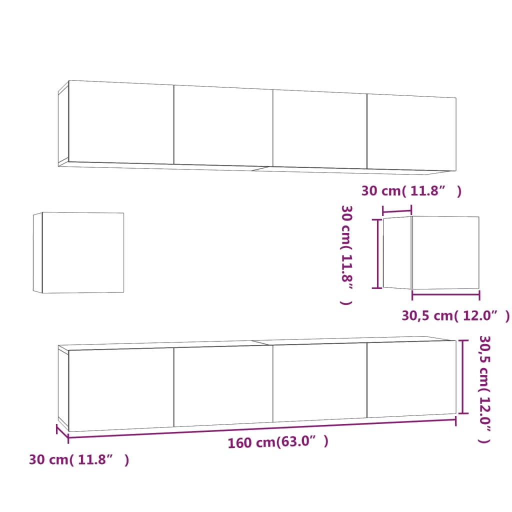 6 Piece TV Cabinet Set Sonoma Oak - OLBRIT