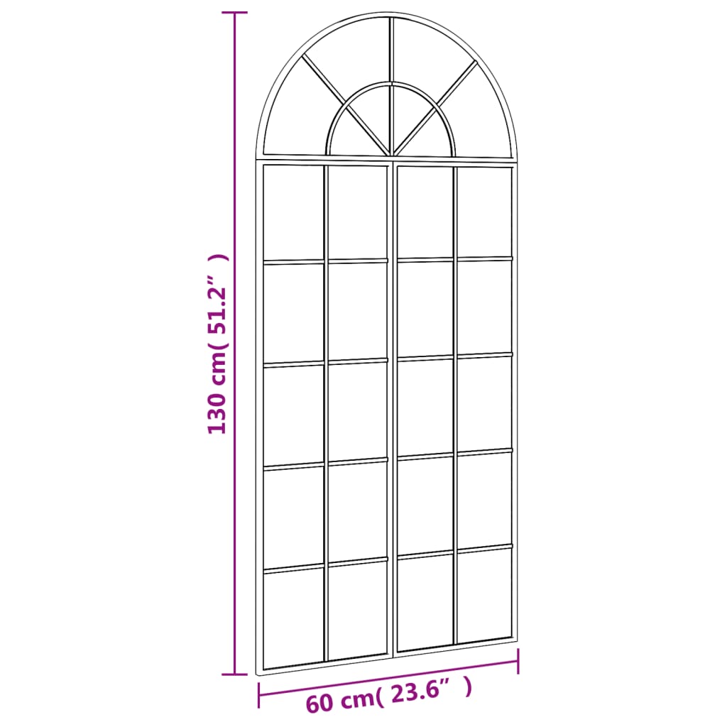 Wall Mirror Black 60x130 cm Arch Iron - OLBRIT