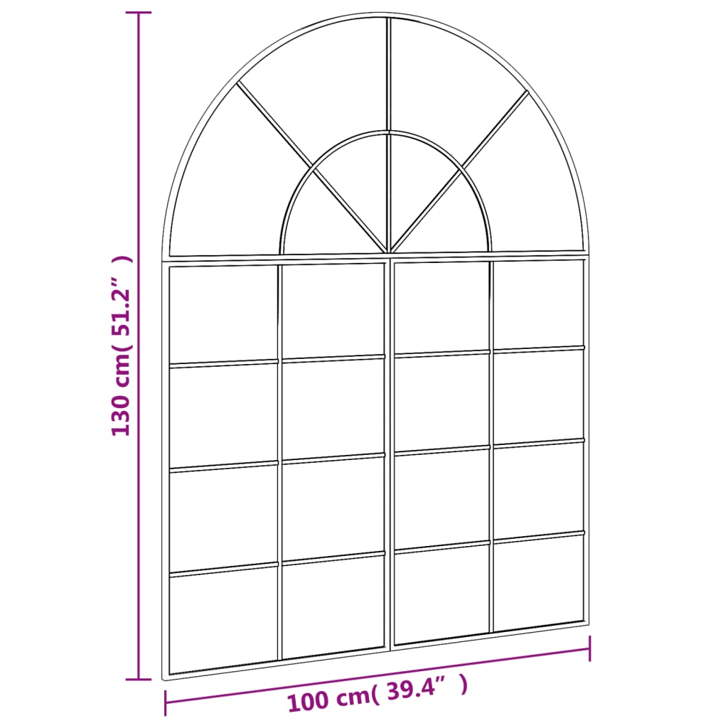 Wall Mirror Black 100x130 cm Arch Iron - OLBRIT