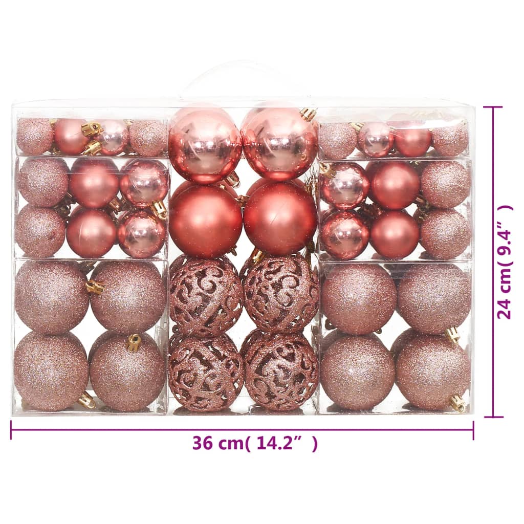 Christmas Baubles 100 pcs Pink and Rose 3 / 4 / 6 cm - OLBRIT