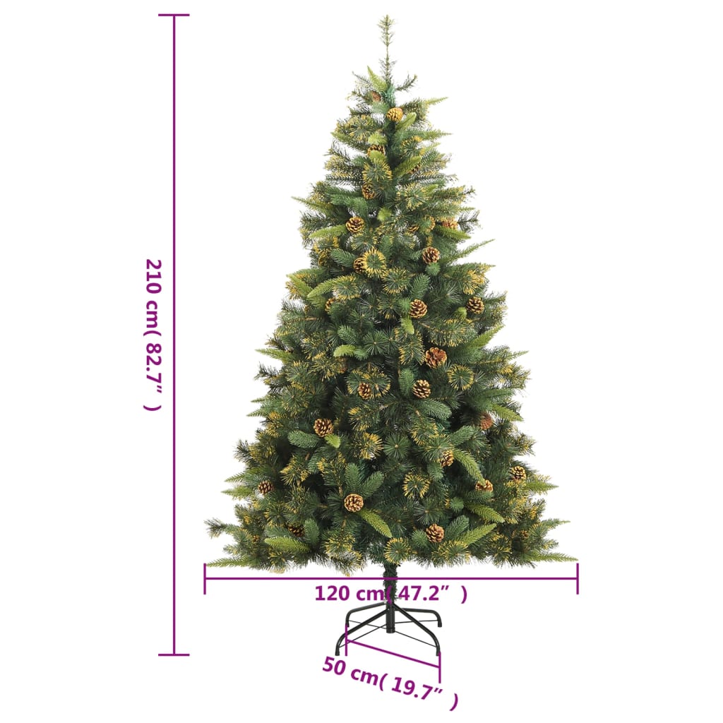 Artificial Hinged Christmas Tree with Cones 210 cm - OLBRIT