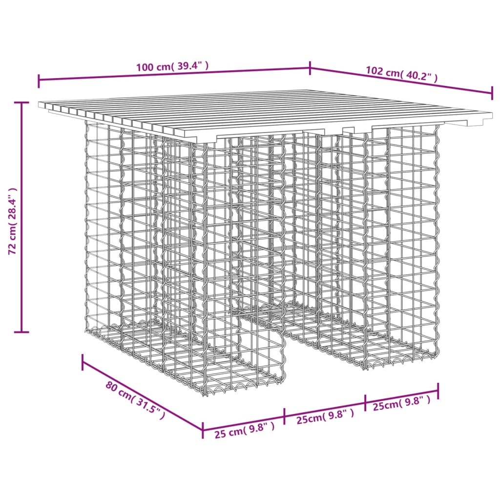 Garden Bench Gabion Design 100x102x72 cm Solid Wood Pine - OLBRIT