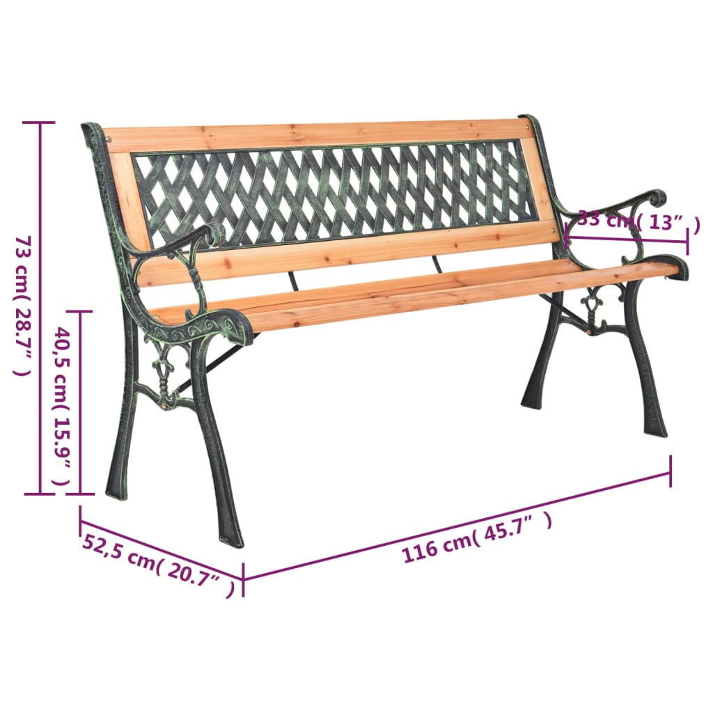 Garden Bench 116 cm Cast Iron and Solid Wood Fir - OLBRIT