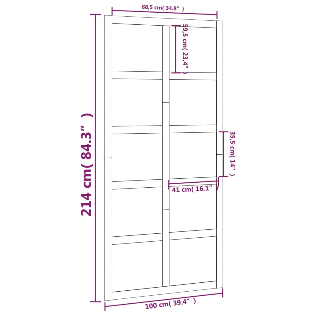 Barn Door 100x1.8x214 cm Solid Wood Pine - OLBRIT