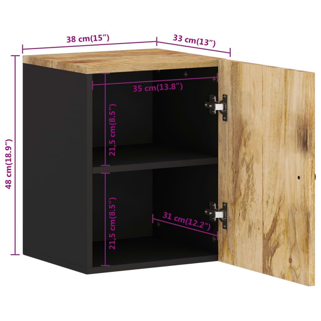 Bathroom Wall Cabinet 38x33x48 cm Solid Wood Mango - OLBRIT
