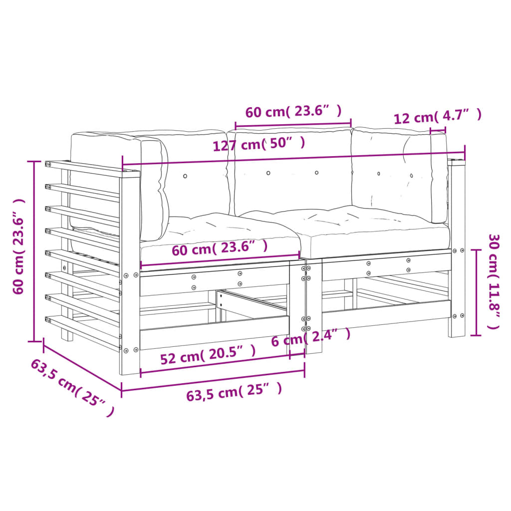 Corner Sofas with Cushions 2 pcs Impregnated Wood Pine - OLBRIT