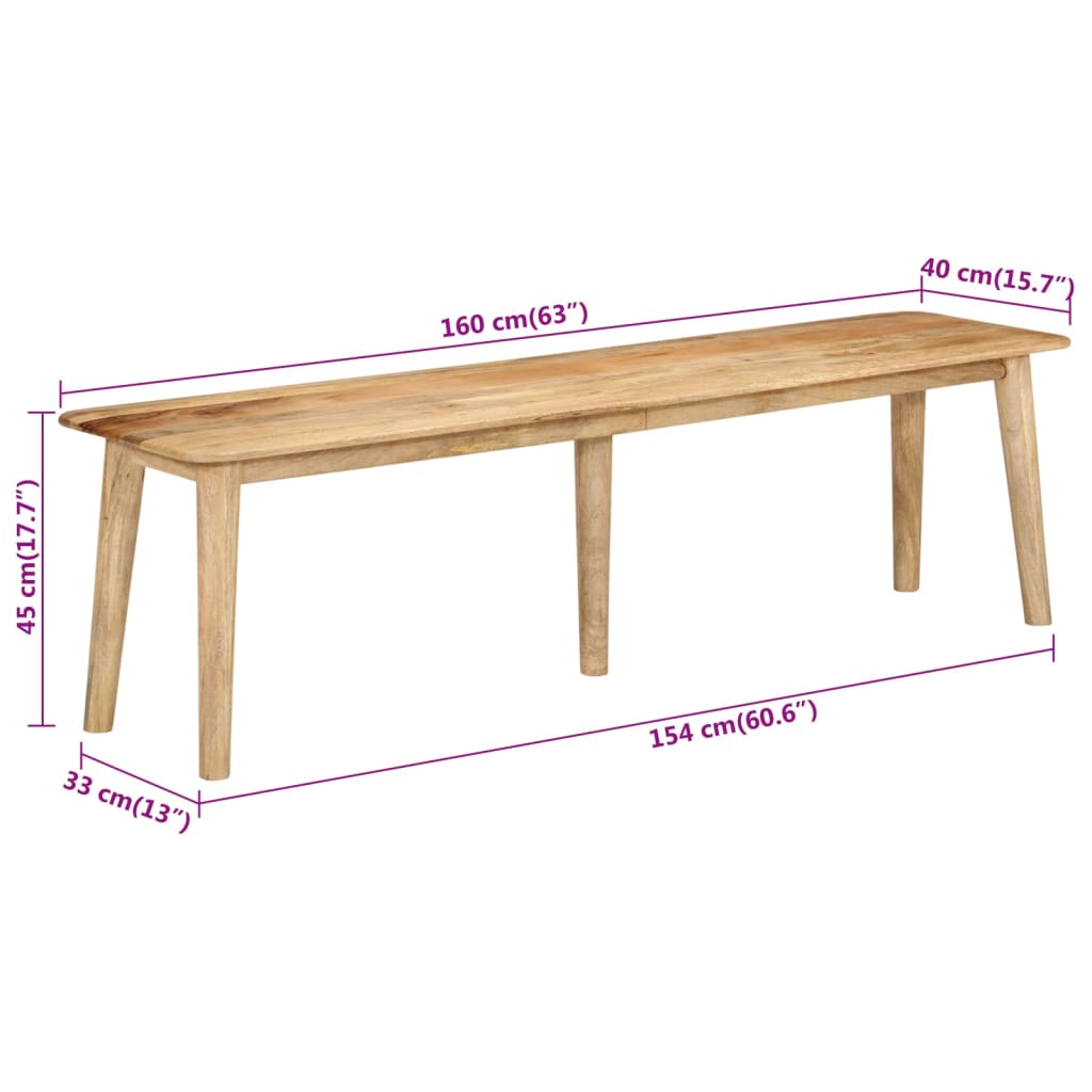 Bench 160x40x45 cm Solid Wood Mango - OLBRIT
